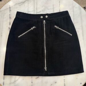 NWOT Storia Black Corduroy Mini Skirt with Silver Zippers